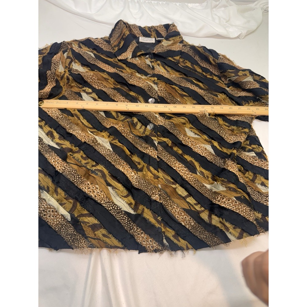 Tantrums Collection 2X Silk Blend Textured Button Jacket Distressed Animal Print - Picture 4 of 7